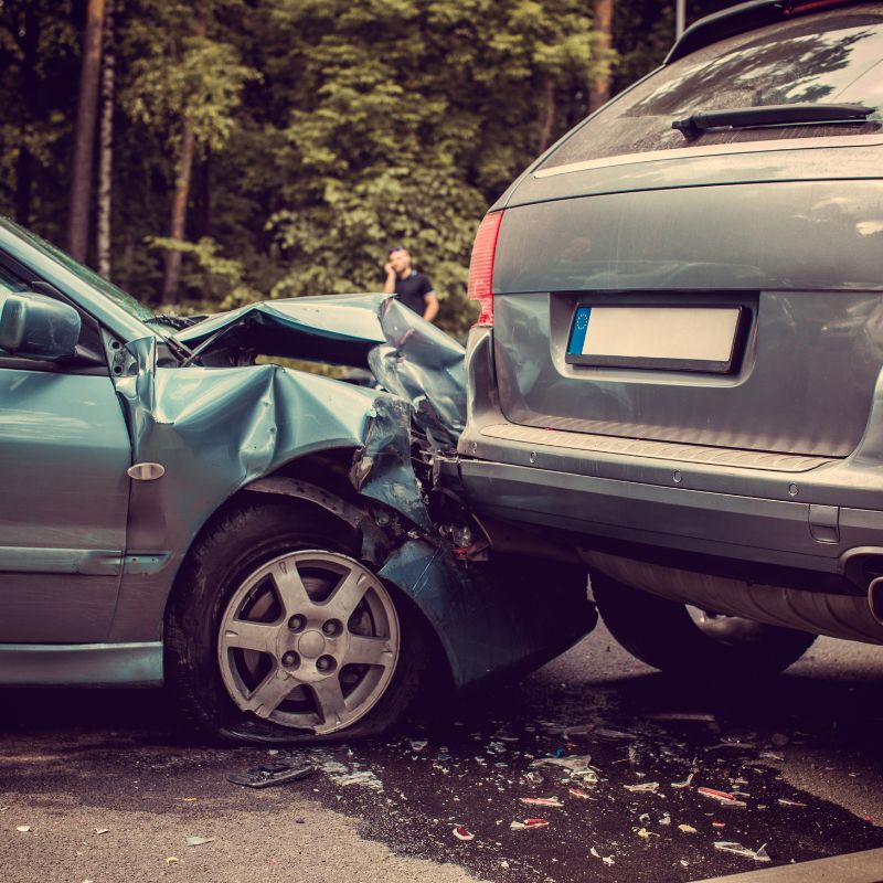 Close-up of a rear end collision
